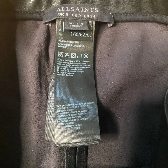 All Saints Kriva women’s faux leather leggings- size 2 - Picture 9 of 10